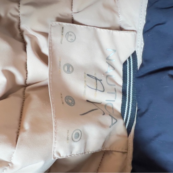 Nautica Women’s Puffer Jacket Small Navy Detachable Hood Quilted Zip Pockets - Picture 9 of 9